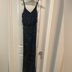 Adriana Papel Navy Blue with metallic beading size 8 gown